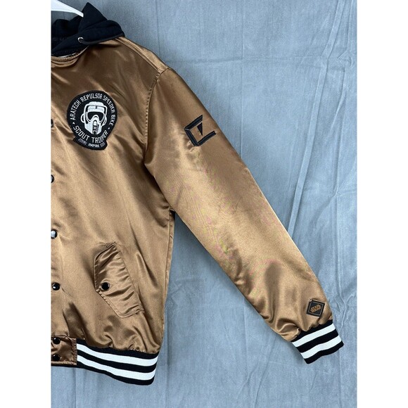 Star Wars Satin Jacket Heroes Villains Mens Small Empire Troopers Patches Bronze - Picture 6 of 13